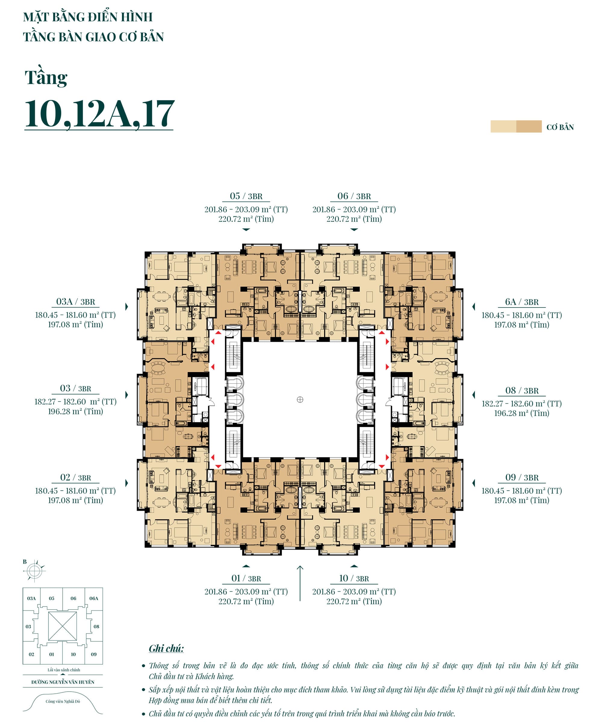 mặt bằng dự án hà nội signature số 6 nguyễn văn huyên tầng 10,12A,17