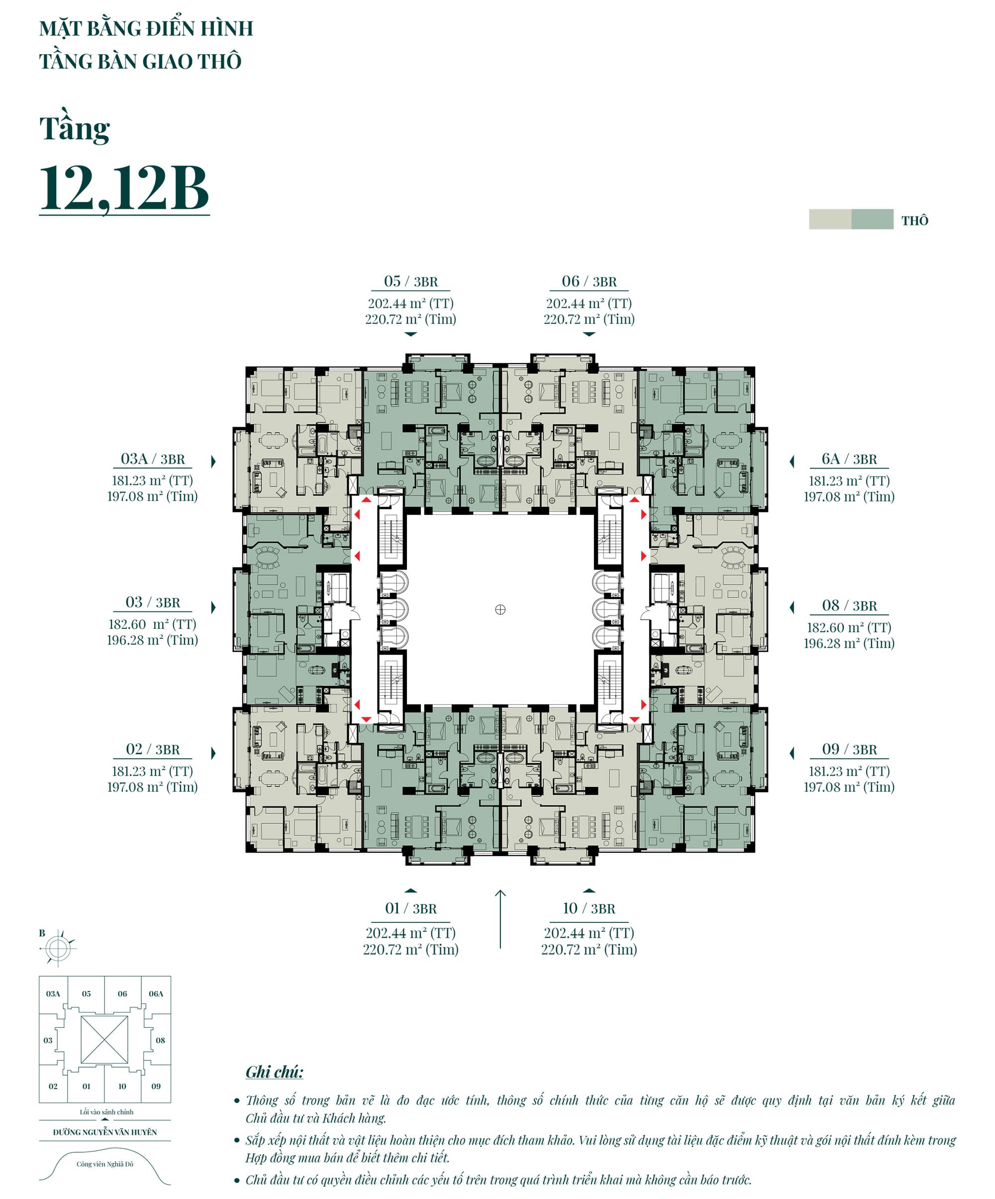mặt bằng dự án hà nội signature số 6 nguyễn văn huyên tầng 12