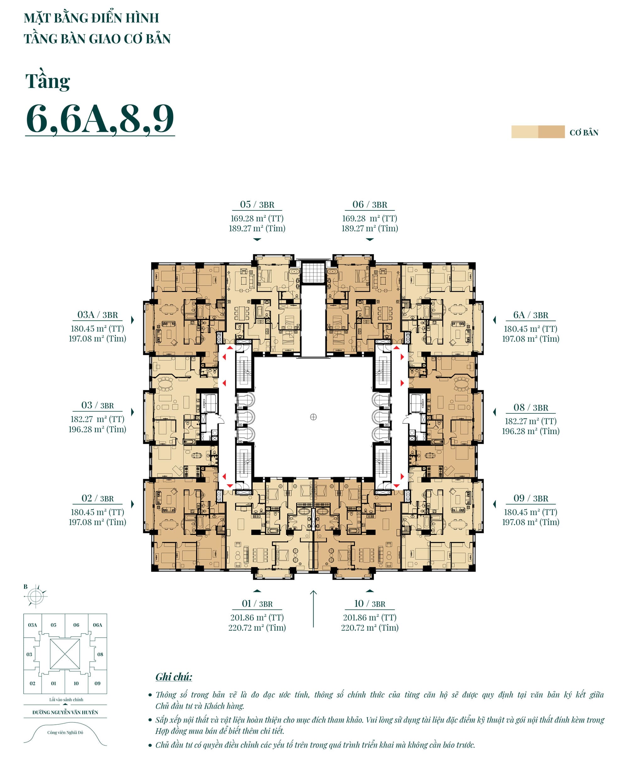 mặt bằng dự án hà nội signature số 6 nguyễn văn huyên tầng 6,6A,8,9